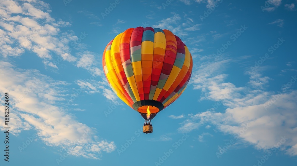 Fototapeta premium Colorful hot air balloon soaring in a blue sky