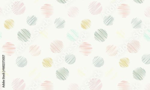 Cute Hand-Drawn Polka Dot Seamless Pattern, Abstract Scribble Textured Circles in Soft Pastel Colors for Baby Background