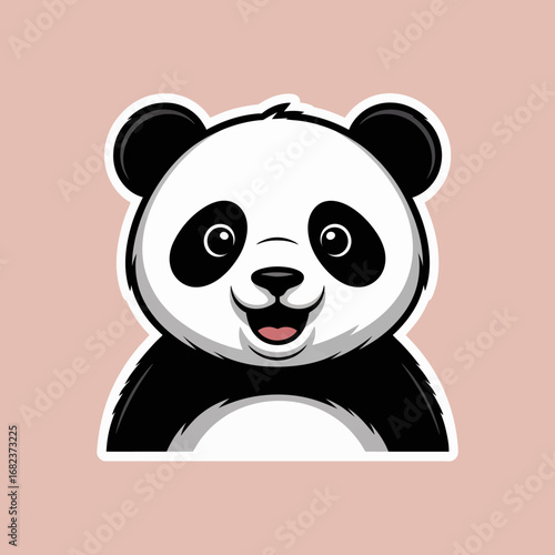 Cute cartoon panda bear portrait with a happy expression