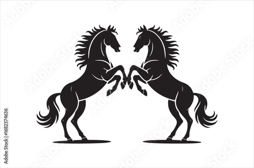 Silhouette of hourse, Set of hourse cartoon  of different shapes,  Animels vector illustration, Collection of Hand Drawn pet icons on white background.