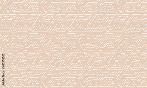 Intricate Geometric Seamless Pattern, Abstract Ethnic Tribal Line Art Texture in Neutral Monochrome Color