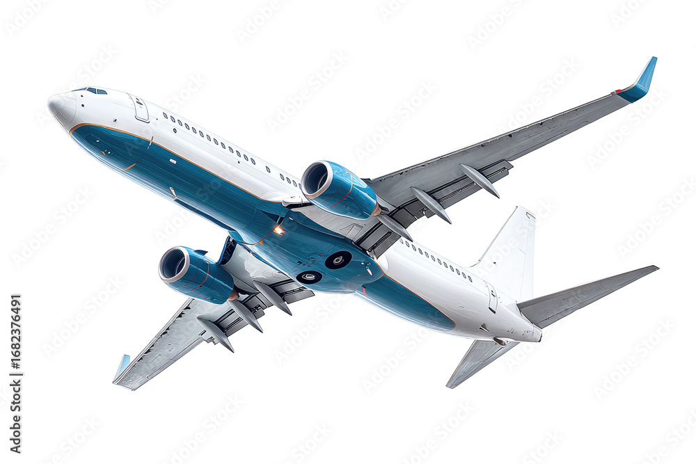 Obraz premium Commercial jet airliner in flight, angled view