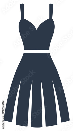 Elegant Strappy Dress Icon with Sweetheart Neckline and Pleated Skirt Design