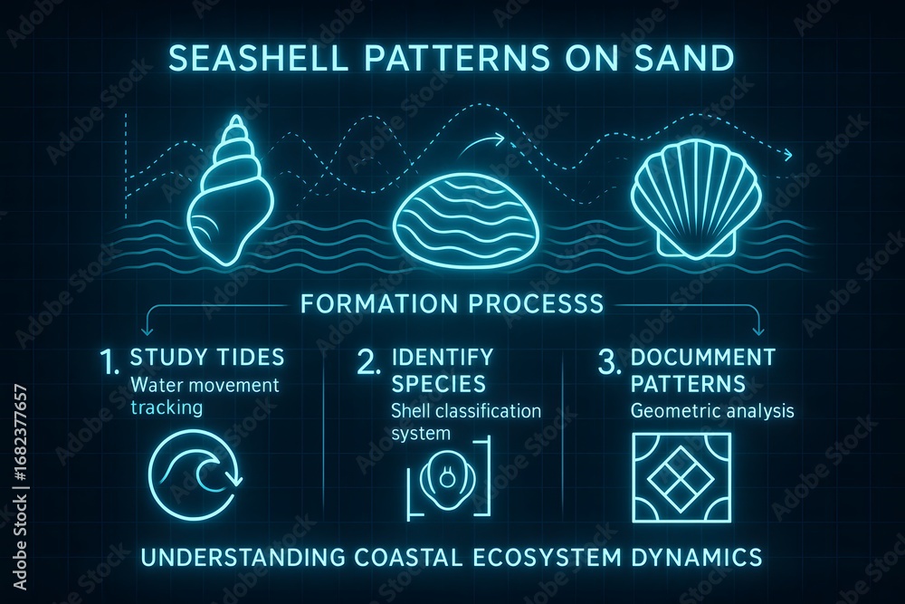 Naklejka premium Seashell Species Analysis and Identification Infographic for Marine Biology