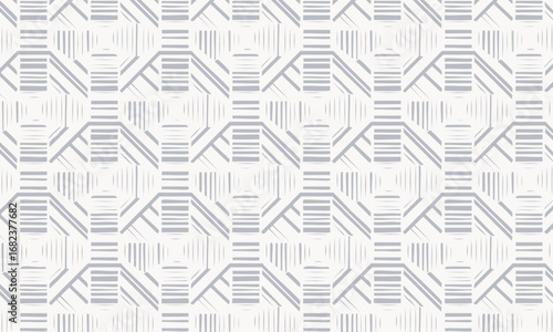 Intricate Geometric Seamless Pattern, Modern Abstract Monochrome Line Art Background for Textile and Interior Design