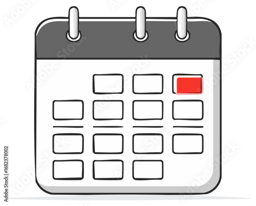 Hand-drawn calendar with a highlighted red date for appointments or events