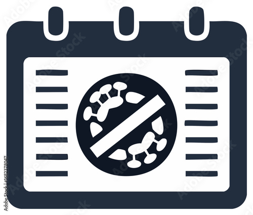 Calendar Icon Displaying a Virus with a Prohibited Sign for Disease Prevention Planning