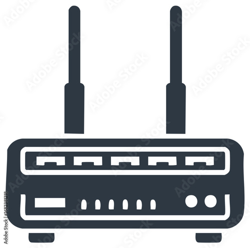 Modern Internet Router with Antennas and Indicator Lights for Network Connectivity