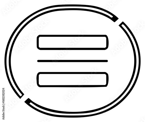 Menu Symbol within Interrupted Circle Frame Minimalist Line Style Flat Design