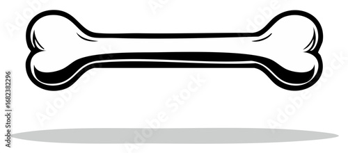 Dog Bone Illustration Simple Black Outlined Silhouette Dog Bone Symbol Cartoon Style Ideal For Pet Designs Veterinary Themes Or Animal Related Concepts