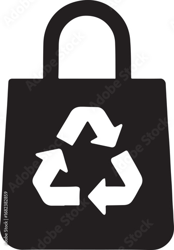 Simple reusable bag silhouette icon symbolizing eco-friendly lifestyle, sustainability, and green shopping.