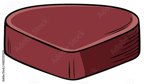 Illustration of a maroon colored hockey puck with a beveled edge and black outline