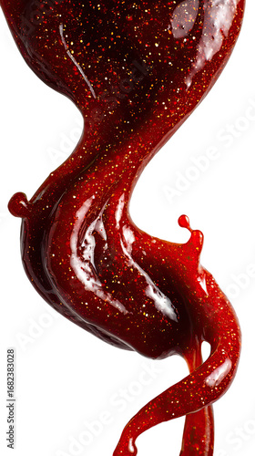 Red liquid swirls in a dynamic flow