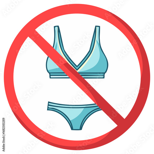 No Swimsuit Sign Indicating Prohibited Bathing Suits and Beachwear Rules