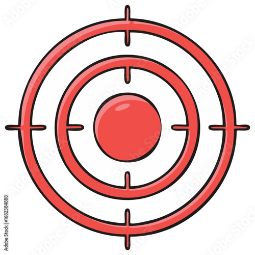 Simple red bullseye target with crosshairs for aiming at a goal or objective