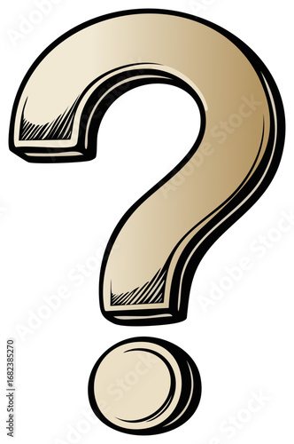 Hand drawn question mark with a retro look. Asking questions and uncertainty.