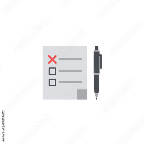 Pen and checklist with marked option. Suitable for presentations, organization, planning, efficiency concepts. Office supplies mockup for business visuals.