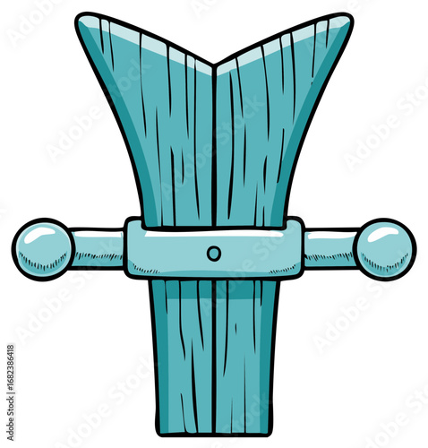 Stylized Turquoise Shaving Brush Illustration with a Handle for Lathering