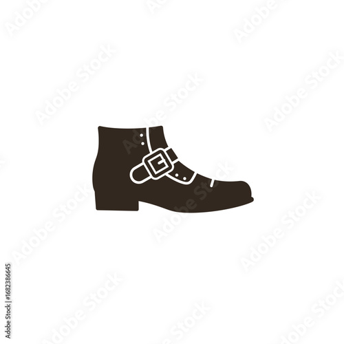 Dark silhouette of a leather buckle boot ideal for fashion design, footwear branding, or urban style concept in digital projects.