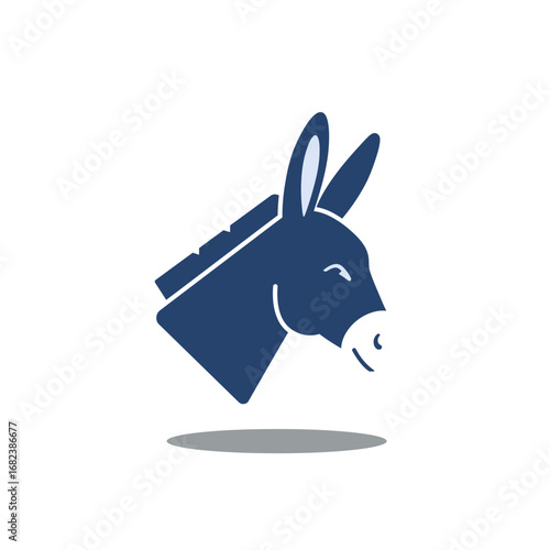 Dark blue donkey symbol often associated with the democratic party suitable for political designs, educational materials, and partyrelated content.