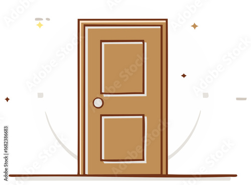 Closed Brown Wooden Door Entryway Icon Simple Design New Opportunity