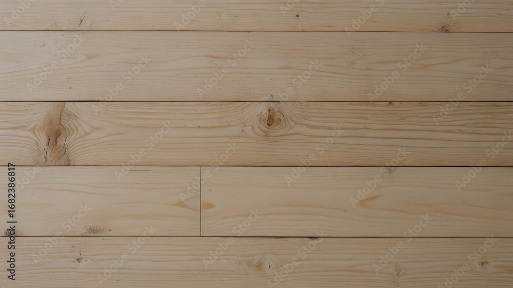Obraz premium Light-colored wood planks arranged horizontally, showcasing natural wood grain and knots.