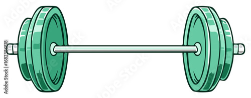 Green cartoon barbell illustration for fitness and gym concepts