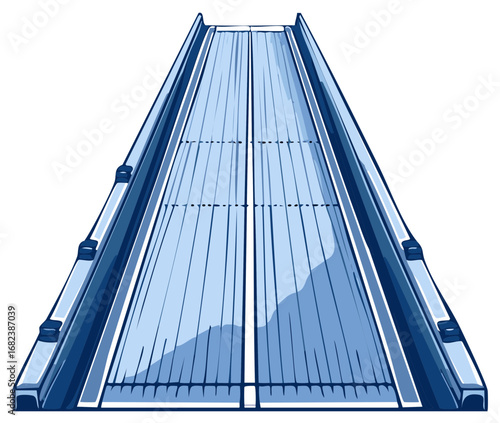 Steep blue abstract track for downhill sports or water recreation