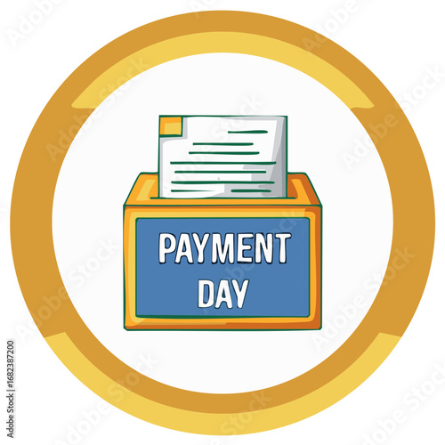 Payment day concept icon with a contribution box and bill, cartoon vector illustration.