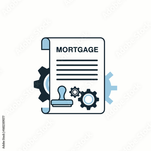 Mortgage document with stamp  Minimal Flat Vector Illustration for real estate, home, construction, templates, and brandless design