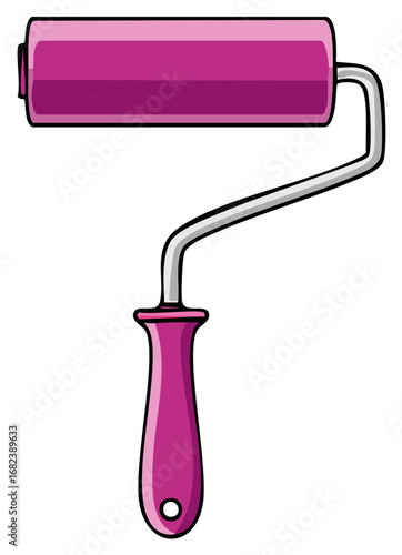 Vivid Pink Paint Roller Tool with Chrome Handle for Home Improvement Projects
