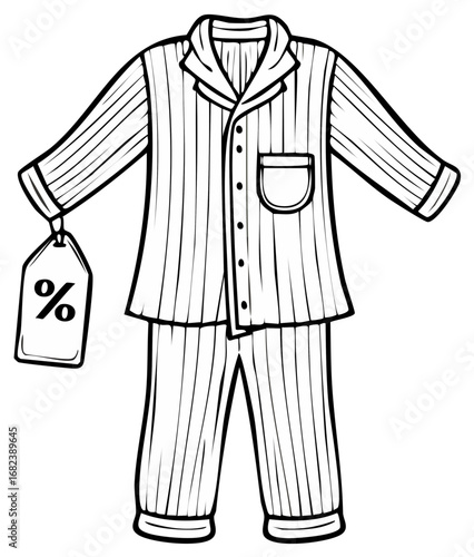 Pajama set with price tag illustration