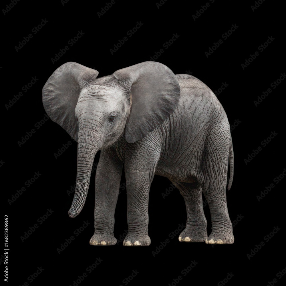 Fototapeta premium Majestic Elephant Standing Gracefully Against a Black Background
