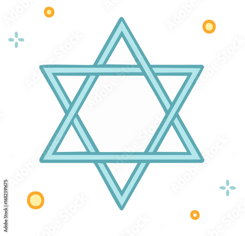 Simple Star of David Icon with Geometric Sparkle Accents