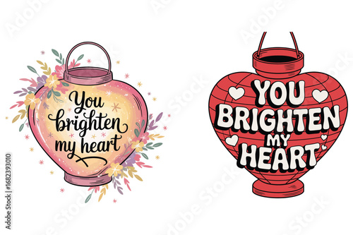Floral lantern and heart lantern love romantic