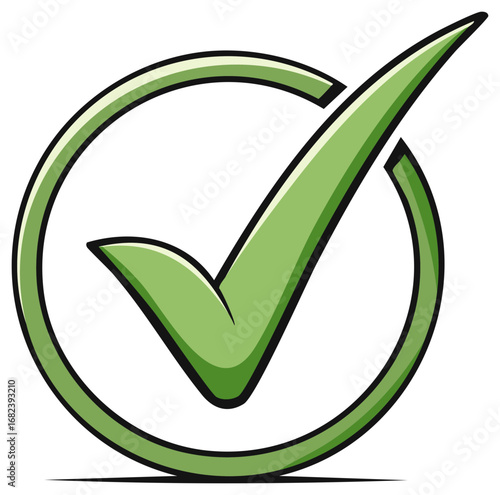 Green check mark inside a circle representing a task complete and approved