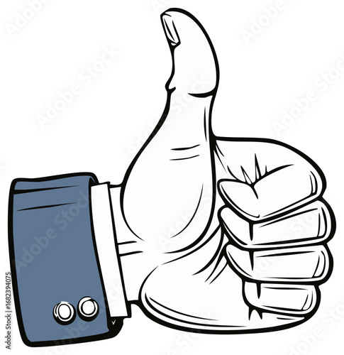 Man's Hand Giving Thumbs Up Approval Gesture in Business Suit