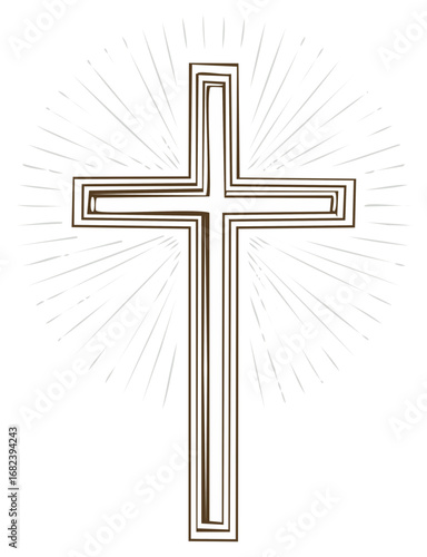 Christian Cross with Rays of Light Depicting Faith Spirituality and Easter Celebration