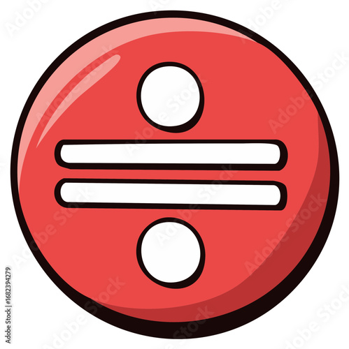 Division Symbol Red Circle Illustration for Education and Math Concepts