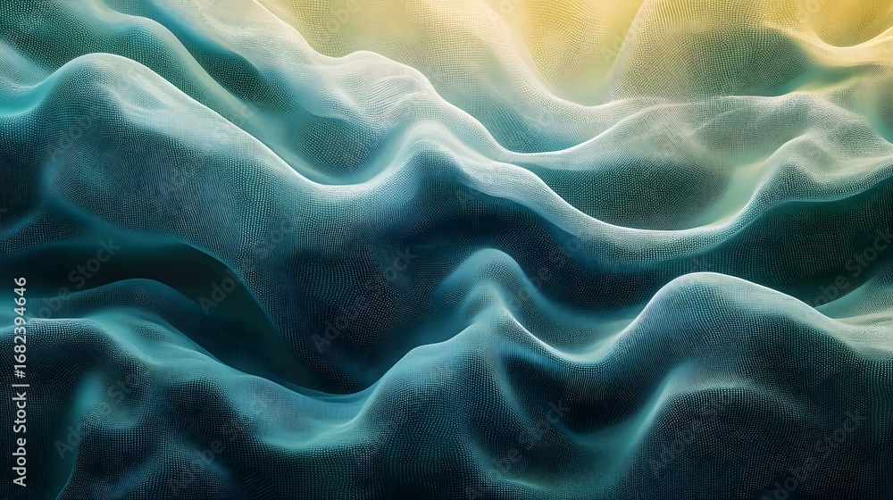 Obraz premium Abstract landscape formed by small dots with a gradient of blue to yellow color palette