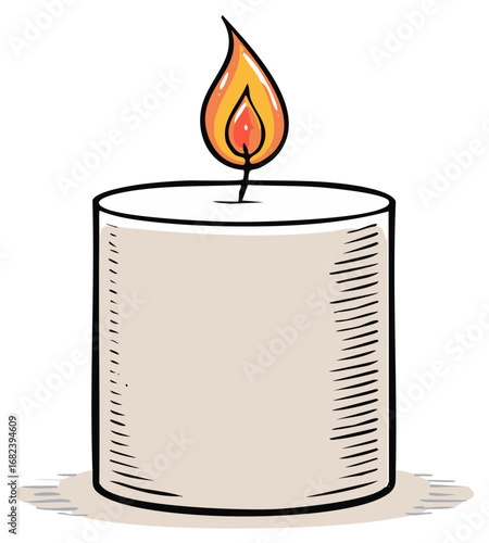 Cartoon Illustration of a Burning Candle Providing Light and Warmth