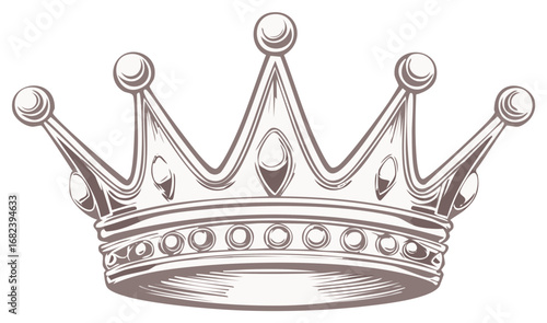 Classic royal crown illustration in a vintage monochrome engraved style