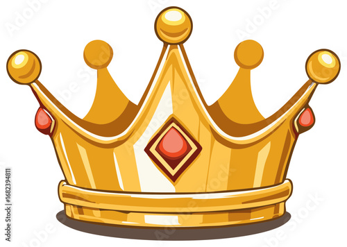 Golden Royal Crown with Jewels Illustration Depicting Leadership Royalty or Gaming Success Icon for Children