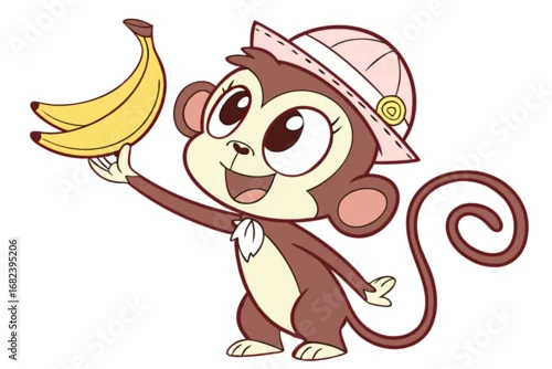 Fototapeta Happy Monkey Clipart on White Background