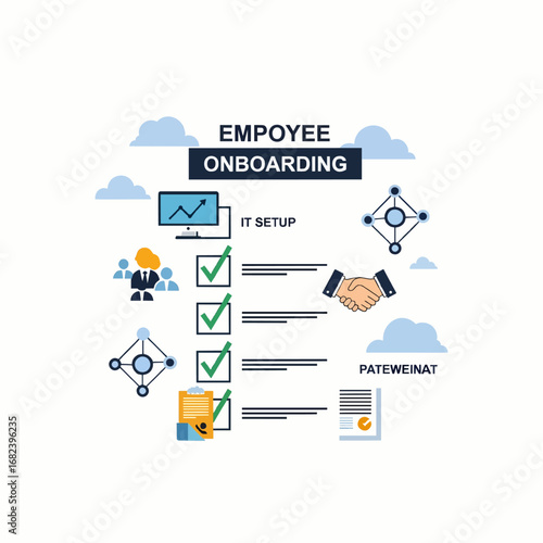 Employee onboarding checklist  Minimal Flat Vector Illustration for recruitment, human resources, career, templates, and brandless design