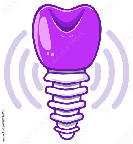 Illustration of a purple larynx emitting sound waves