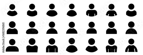 Vector avatar. People. Account sign. User icon set. Group of people icons. People black vector icons.