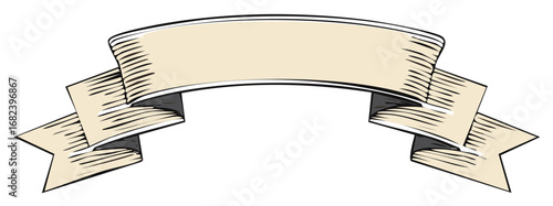 Classic Vintage Ribbon Banner with Hatching Detail