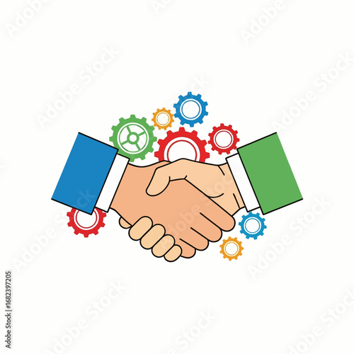 Corporate handshake closing deal  Minimal Flat Vector Illustration for business, teamwork, project management, templates, and brandless design