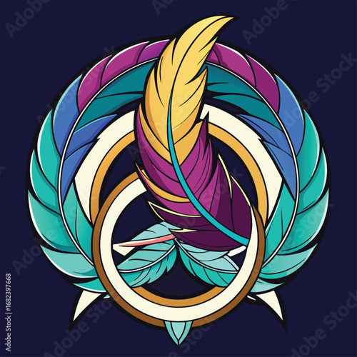 Feather transforming into layered mandala rings